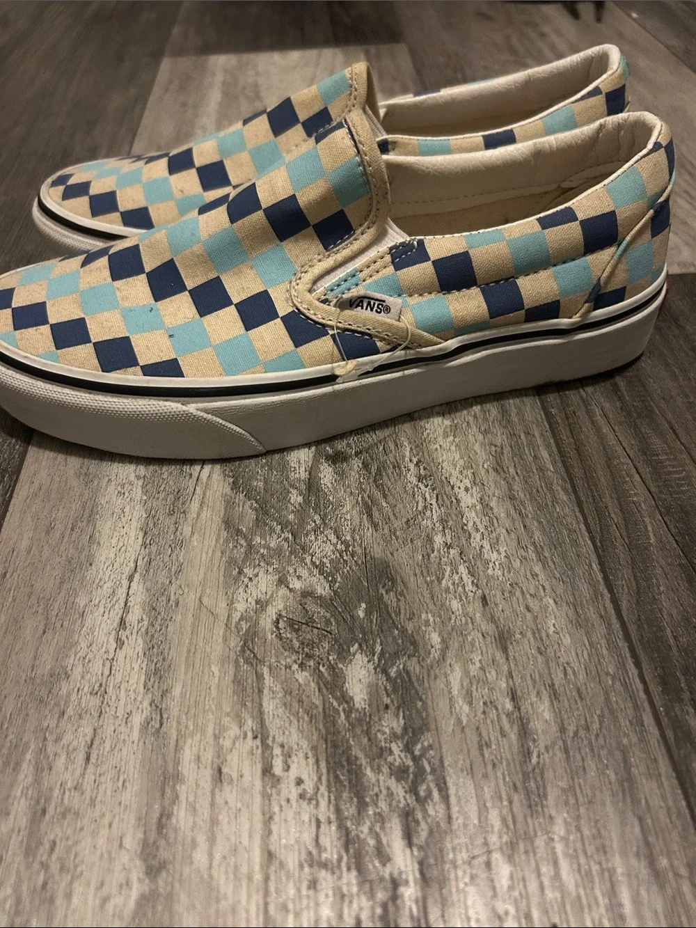 Vans Kids Checkerboard Slip-On Sneakers - Blue & Light Blue
